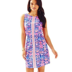 Lilly Pulitzer Windward Dress Iris Blue Werk It 100% Pima Cotton XS